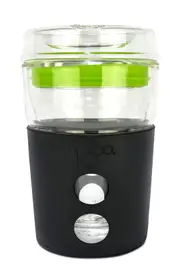 IOco 8oz Eco Glass Coffee Travel Cup - Black Night - Apple Green Seal