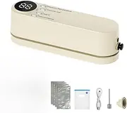 Mini Cordless Vacuum Sealer, 3 In 1 Cordless Mini VacuumSealer Rechargeable Bag Sealer, Wireless Handheld VacuumSealer, BagSealer Handheld Heat Sealer For Candies Snacks Food Storage (Beige)