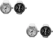[OATIPHO] 2sets Couple Clock Ring Analog Quartz Watch Elastic Finger Watch Vintage Ring Watch Boy Finger Watch Women Ring Watch Fashion Finger Watch Mini Ring Watch Rings Stainless 2pcs*2
