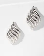 Silver Wavy Stud Earrings