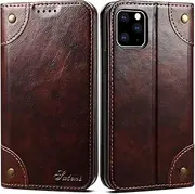 iPhone 11 Leather Case, SINIANL iPhone 11 Wallet Folio Wallet Case Book Design Magnetic Closure with Stand and ID Holder Credit Card Slots for Apple iPhone 11 6.1 inch 2019 Brown