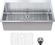 VEVOR Kitchen Sink, 84x56cm, 304 Stainless Steel Drop-in Sinks, Top Mount Single Bowl Basin with Accessories(Pack of 3), Household Dishwasher Sinks for Workstation, RV, Prep Kitchen and Bar Sink