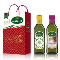 在飛比找PChome24h購物優惠-Olitalia奧利塔純橄欖油+葡萄籽油禮盒組500mlx2