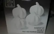 Salt and Pepper Shakers Harvest White Pumpkin Shaped Ceramic (4 Items) New