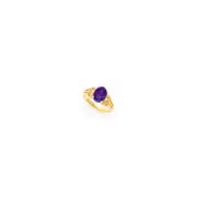 14k Yellow Gold 9x7mm Oval Tsavorite AA Diamond ring