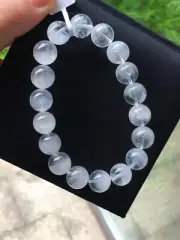 11.3mm Natural Clear White Blue” Feather ”Quartz Crystal Bracelet AAA
