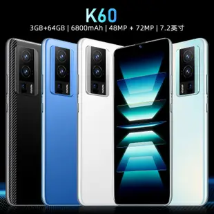 【台灣專供】 K60智能手機 7.2英寸大屏幕 4G安卓手機 3G+64GB運行內存 學生 辦公 老人機 備用機