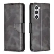 For Samsung Galaxy S25 Case, Lambskin Textured PU Leather Wallet Cover, Black