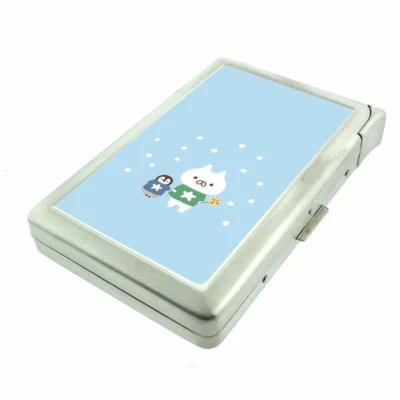 Penguin Winter Em1 Cigarette Case with Built in Lighter Metal Wallet