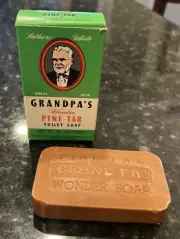 Vintage Grandpa's Wonder Pine Tar Toilet Soap In Original Box 4.25 Oz New In Box