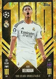 Match Attax 2024 2025 Jude Bellingham 100 Club Trading Card
