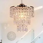 Small Gold Chandeliers Ceiling Lamp Light Modern Raindrop Crystal Hanging Light
