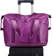 [Uonguon] Travel Bag, Expandable Bag with Wheels, Lightweight Roller Luggage, Foldable Rolling Suitcase, Large Capacity Storage for Clothes and Weekend Trip, 13.78x17.72x0.79 Inch, Purple Red, Refer to