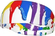 [CADREWY] Paint Splatter Backdrop Print Stylish Sports Sweatband Stretchy Breathable and Moisture Wicking Headband for Gym