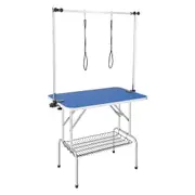 Pet Grooming Table Two Arms with Clamp, 915 x 610mm Dog Grooming Station, Foldable Pets Grooming Stand for Medium and Small Dogs, Free Two No Sit Haunch Holder with Grooming Loop, Bearing