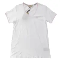 在飛比找momo購物網優惠-【BURBERRY 巴寶莉】刺繡小戰馬V領棉質T恤(白色)