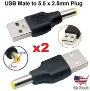 USB 2.0 A Male To 5.5x2.5mm Male Plug 5V DC Power Supply Adapter Connector