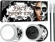 White And Black Face Paint - Halloween Face Paint | Face Body Paint Set With Brushes | Black And White Face Paint Make Up | Full Coverage Skin Paints | Clown Skeleton Vampire Makeup Kit For Art Theate