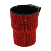 Car Trash Can Rhinestones Hanging Air Vent Rhinestone Plastic Trash Bin Red 1pcs