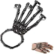 [Generic] Skull Bracelet with Finger Rings Exaggerate Skeleton Hand Harness Bracelet Punk Ghost Claw Ornaments Finger Skeleton Accessories for Festival Cosplay Costume