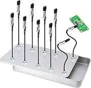KIBBEH Third Hand Soldering with Magnetic Base, 10 Third Hand Soldering and 1 Iron Box as Base, Soldering Aid Third Hand, Flexible Gooseneck Metal Arms, Board Holder