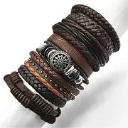 [N\C] Men Black Bracelets10pcs/set Wrap Woven Fashion Handmade Men Bracelets Women Leather Bracelet Men Bangle Wholesale Jewelry