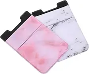 NAMOARLY 2Pcs Stick Cell Phone Wallet Adhesive Back Pocket for Credit Cards Id Cash Storage Durable Comfortable Design for All Smartphones Marble