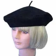 Black French Beret Costume Hat - Adult