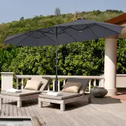 CostwayDouble-Sided Patio Umbrella with Hand-Crank System and Enhanced Base for Residential and Commercial Use -Dark Grey