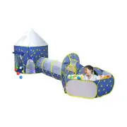 3 in 1 Tent Crawl Tunnel ans Ball Pit with Basketball Hoop P0H1