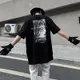【M-8XL】夏季嘻哈印花上衣男士美式帥氣高街加大尺碼寬鬆黑色短袖T恤