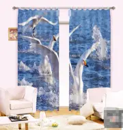 3D Swan Lake 55 Blockout Photo Curtain Printing Curtains Drapes Fabric Window AU