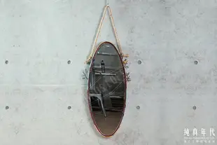 【純真年代】復古工業風LOFT 鐵製 橢圓 壁掛鏡 鏡子 梳妝鏡 ~4AB1180LU~