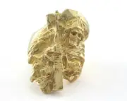 Skull Adjustable Ring Raw Brass (19mm 9US inner size) 3351