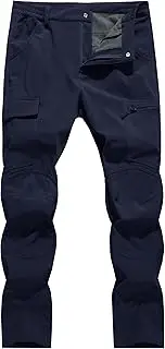 [WENRONSTA] Men's Snow Ski Hiking Pants Winter Fleece Lined Softshell Outdoor Waterproof Insulated Cargo Work Pants