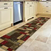 Machine Washable Boxes Design Non-Slip Rubberback 2X7 Traditional Runner Rug