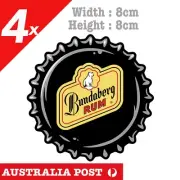 Bundaberg Rum Can Lid Logo Sticker Bar Fridge x 4, Bundaberg Rum Logo Sticker
