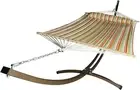 Petra Leisure 15Ft In/Outdoor Bronze Steel Arc Hammock Stand w/Spring Stripe Bed