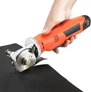 Electric Fabric Scissors Cordless Round Cutter Max Cutting Thickness 25mm for Cutting Fabric/Carpet/Leather/Rubber/Paperboard (2 Batteries)