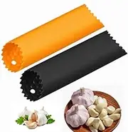 Silicone Garlic Peeler,2Pcs Garlic Peeler Skin Remover Roller Keeper,Easy Quick to Peeled Garlic Cloves,Garlic Roller Peeling Tube Tool for Useful Kitchen Tools (Orange,Black)