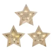 Wooden Star Shaped Hanging Ornament Star Tree Topper Snowman Deer Christmas Deco