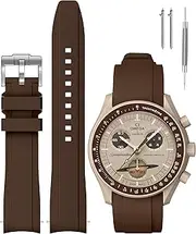 [REBANDACE] Strap for MoonSwatch Watch,Curved Silicone Replacement Strap for Omega X Swatch Speedmaster Moonswatch Watch 20mm,Soft Swatch Omega Strap for Men Women