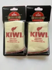 Kiwi Shine Cloths - 2 Packages - 4 Cloths Total - 100% Cotton 13.8" x 6.7"