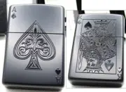 Playing Cards Spade King Ace Matte Black Zippo Oil Lighter 2024 MIB