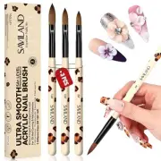 SAVILAND Essentials 3Pcs Acrylic Nail Brushes for Size 8/10/14, Leopard Print