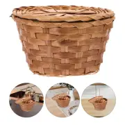 Braided Bamboo Basket Storage Food Bread Baskets for Table Fruit with Lid