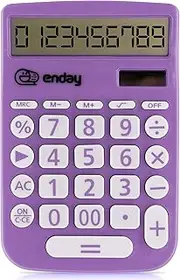 [Enday] Calculator For Students Purple, Basic Calculator 12 Digits Solar Powered Calculators Large Display Office Desktop Calculator Four Function Handheld Desk Calculator Perfect for Office & School-By