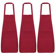 9pcs Plain Bib Aprons Washable Kitchen Cooking Aprons Red