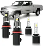 HUOKEDS for 1994-2001 Dodge RAM 1500 Fog Lights Bulbs Combo, 4pcs Super Bright White Dual Beam and Fog Lights Blubs Package, 1:1 Size as Stock Bulbs, Plug and Play