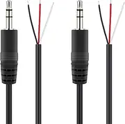 tunghey 2Pack Replacement 3.5mm Male Jack to Bare Wire Open End TRS 3 Pole Stereo 1/8" 3.5mm Jack Plug Connector Audio Cable for Headphone Headset Earphone Cable Repair (Male 1m)